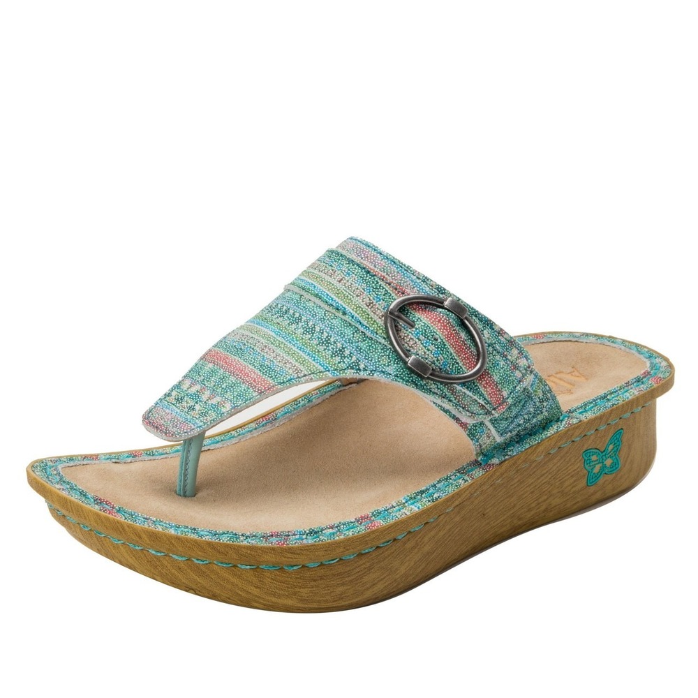 Alegria Codi Thong Sandals Seascape Buckle Comfort Arch Support Size 36 (6-6.5)‎